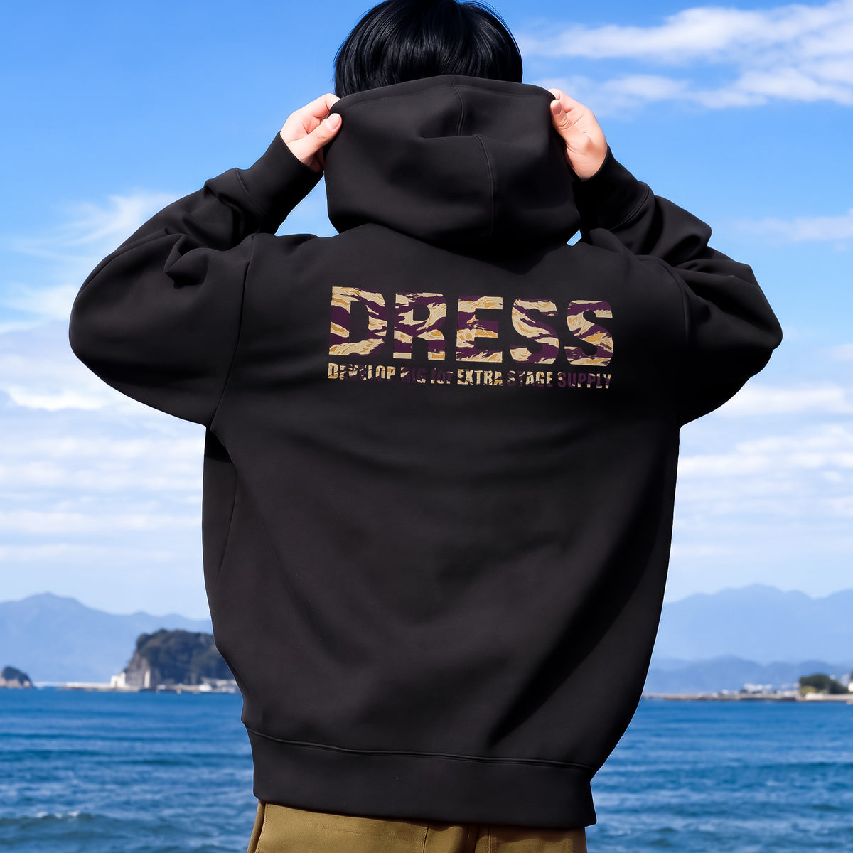 DRESS ヘビーウェイト裏起毛 フルジップパーカー ゴールドタイガーカモ