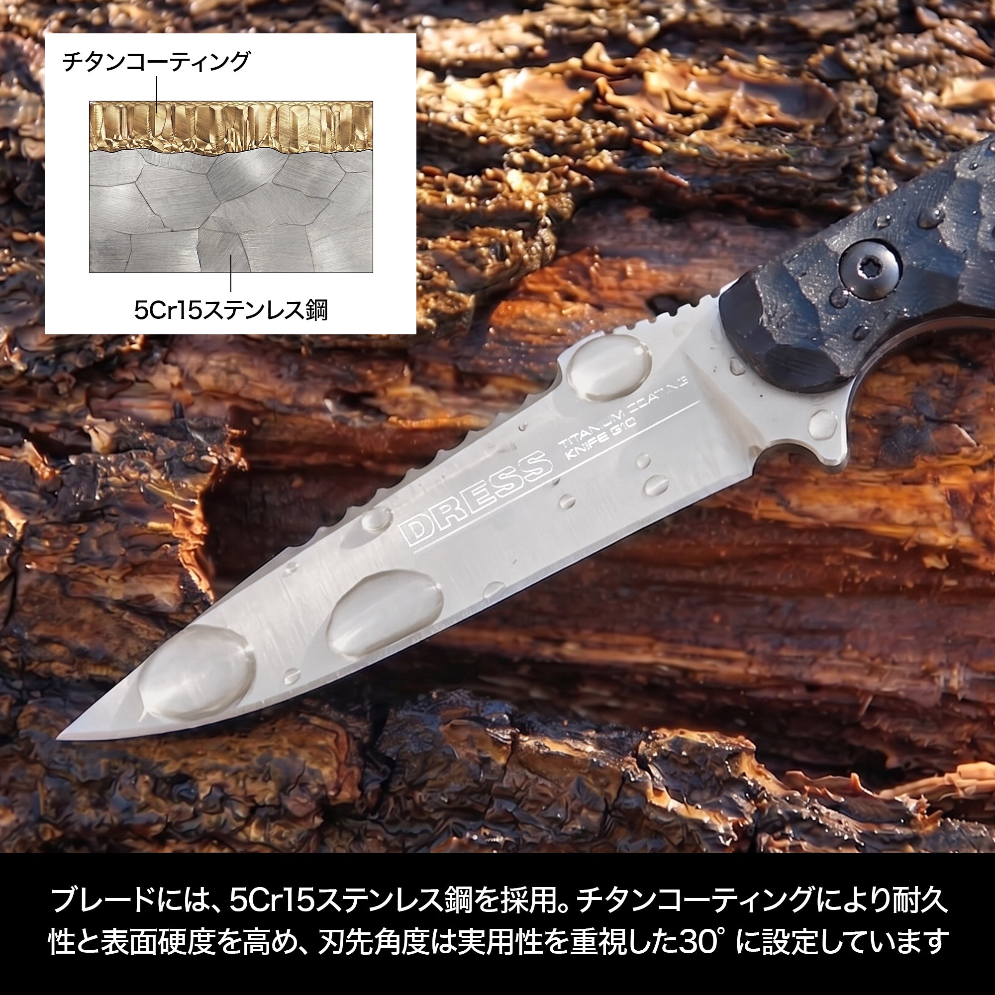 DRESS チタンコーティングナイフG10