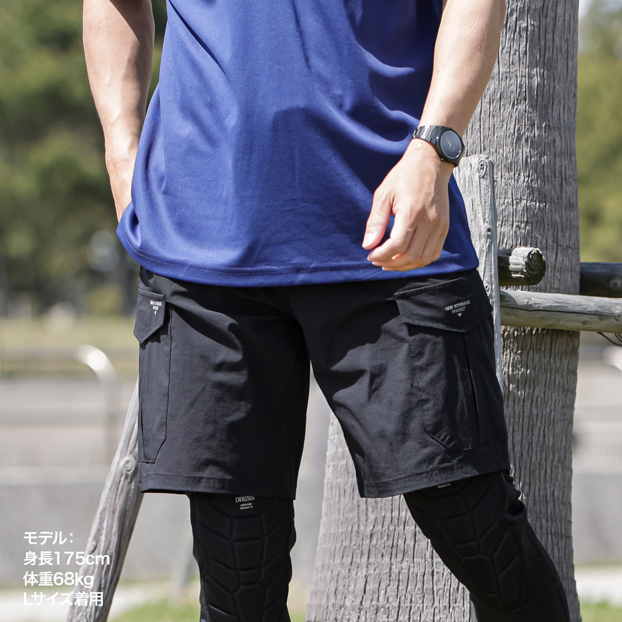 DRESS ドライハーフパンツ バーコードロゴ 