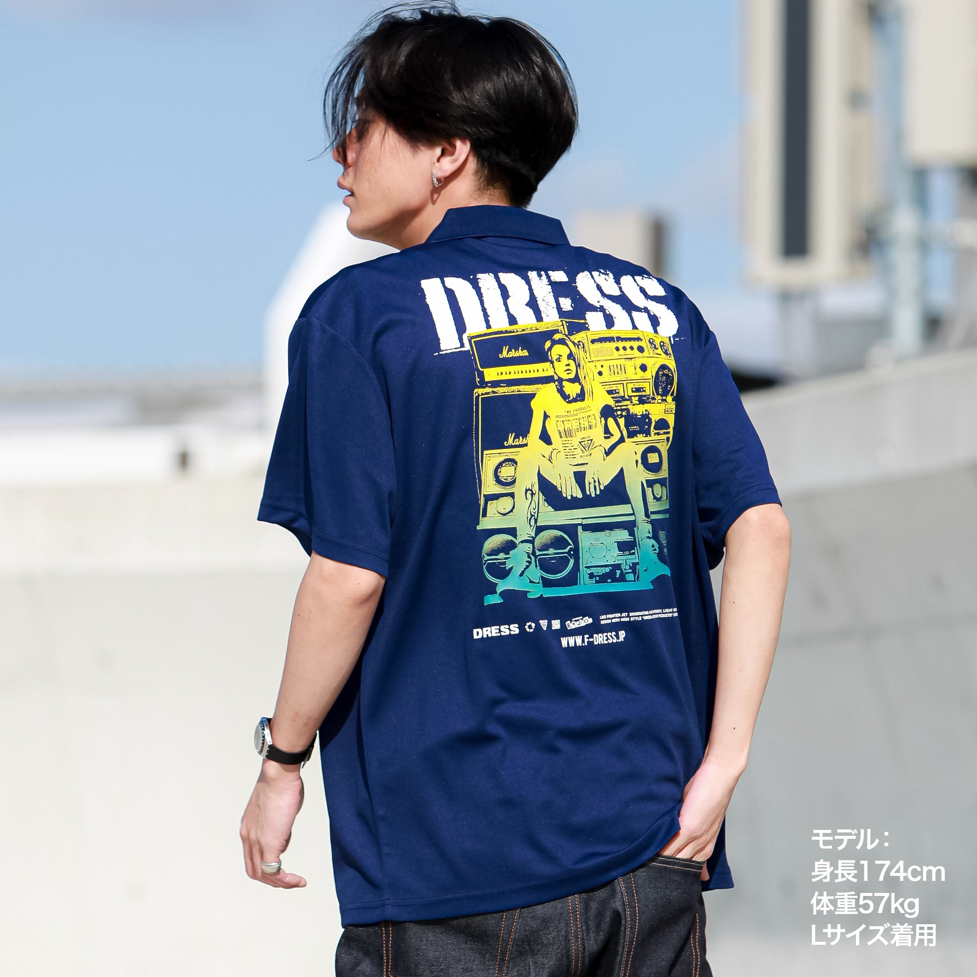 【残り1枚/Sサイズのみ】DRESS LOUD GIRL ドライポロシャツ【ネイビー】