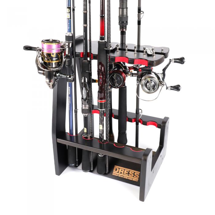 DRESS Wooden Rod Stand Open Side (10 Rods, Reel Stand Included)