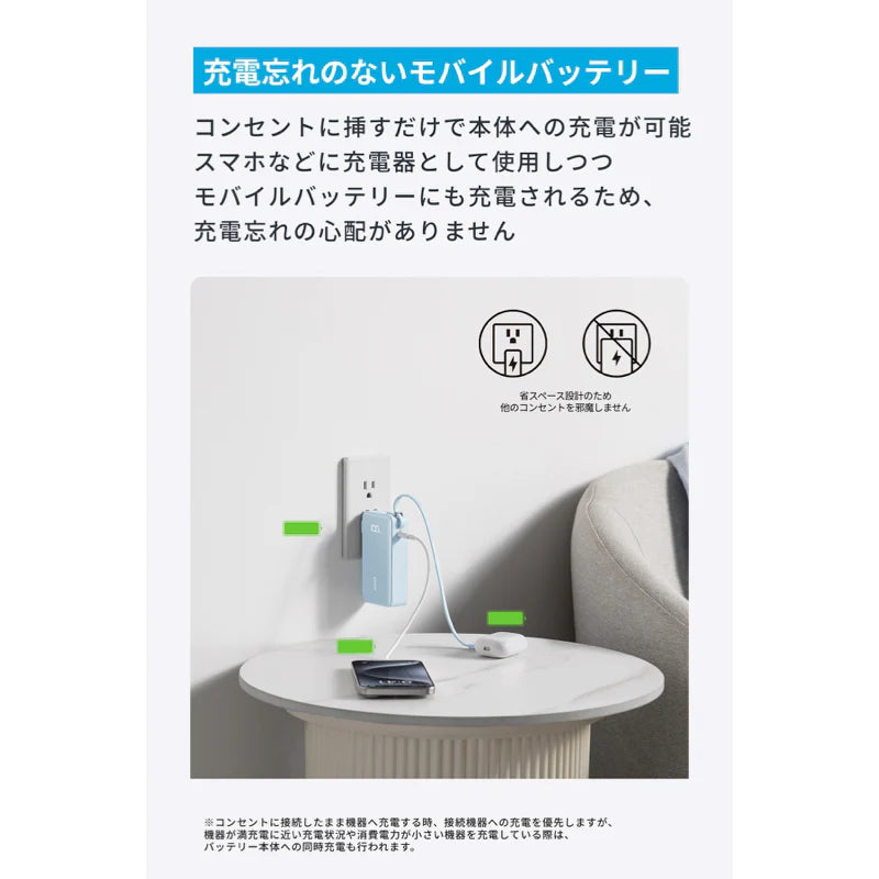 Anker Power Bank (10000mAh, Fusion, Built-In USB-C ケーブル) [Anker(アンカー)]