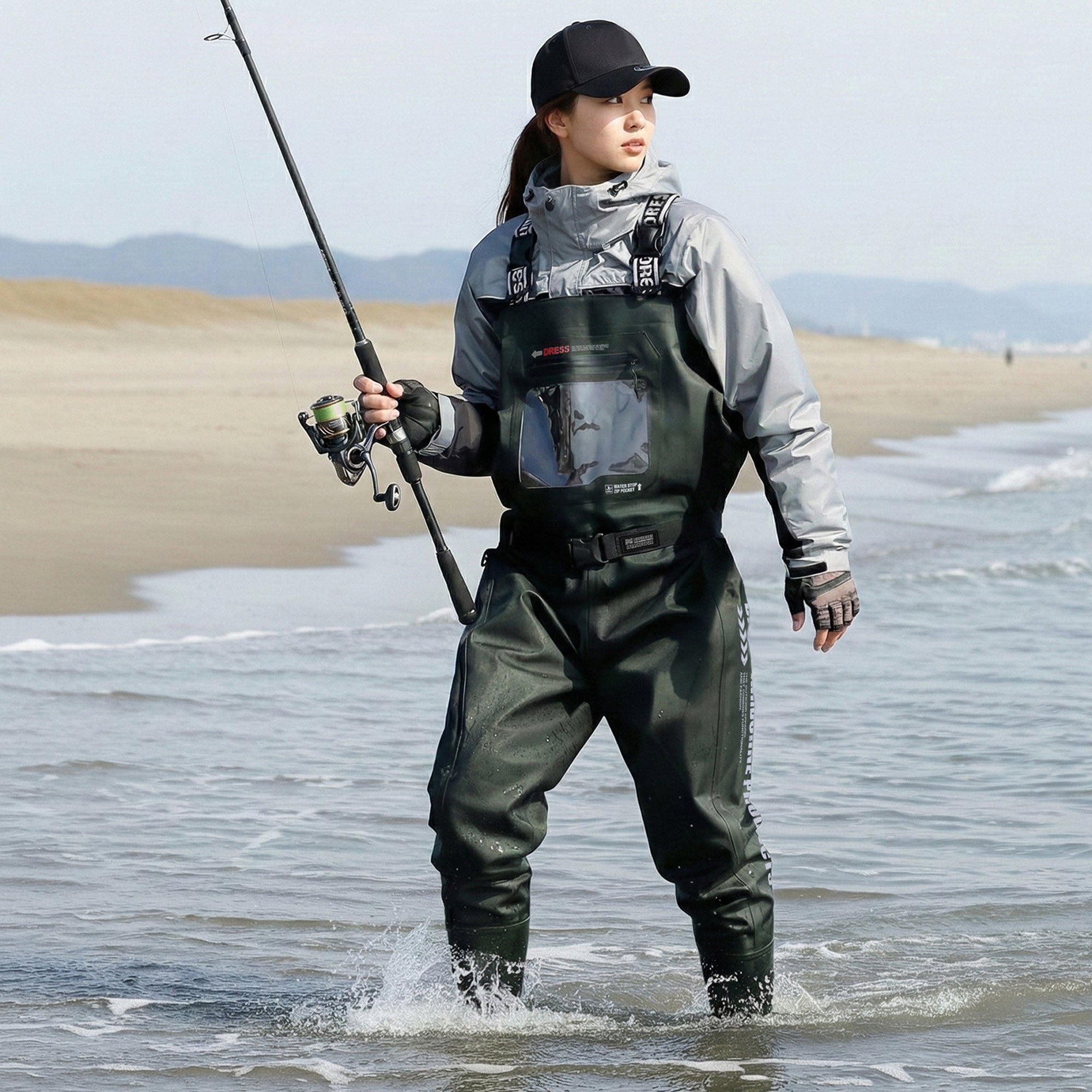 DRESS AIRBORNE チェストハイウェーダー S DRESS チェストハイウェーダーエアボーン 胴付長靴 [ブラック/ステルス